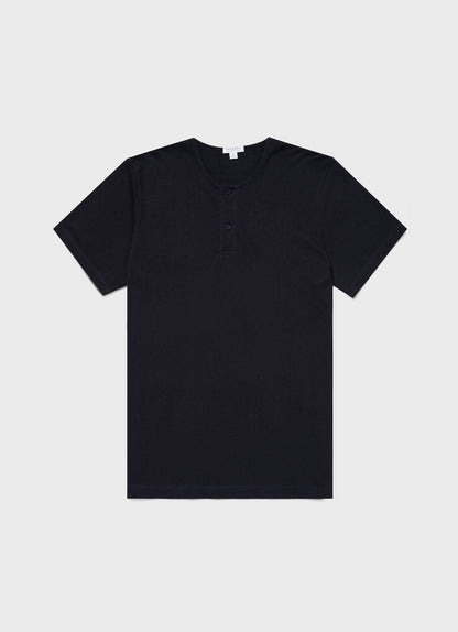 Mens Riviera Henley In Navy Mtsh0177 Buaa