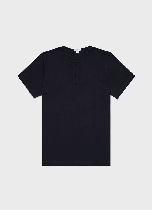 Mens Riviera Henley In Navy Mtsh0177 Buaa