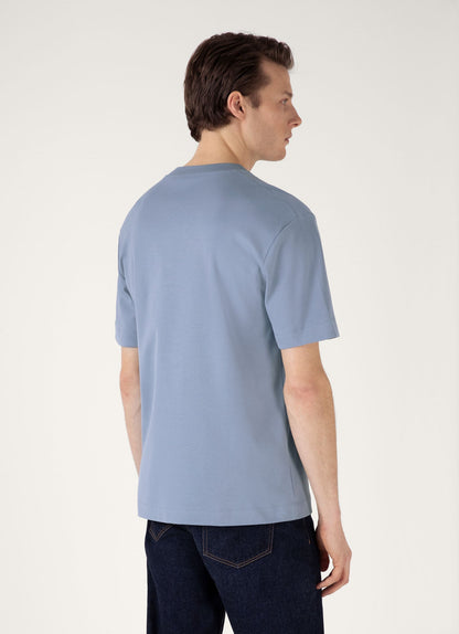 Mens Relaxed Fit Heavyweight Tshirt In Vintage Blue Mtsh0181 Buwb