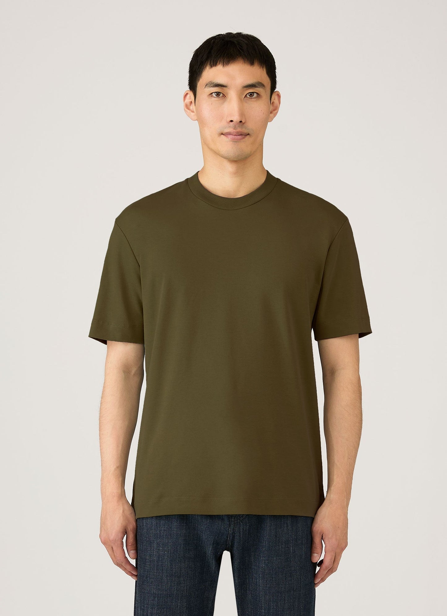 Mens Relaxed Fit Heavyweight Tshirt In Deep Olive Mtsh0181 Gniz