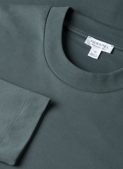 Mens Long Sleeve Heavyweight Tshirt In Dark Petrol Mtsh0182 Gnit