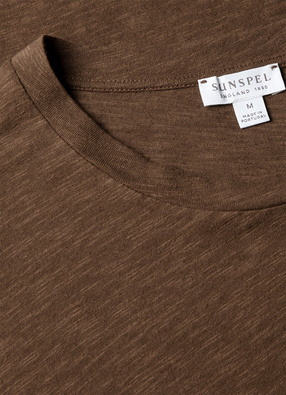 Mens Cotton Linen Tshirt In Dark Walnut Mtsh0192 Brgw