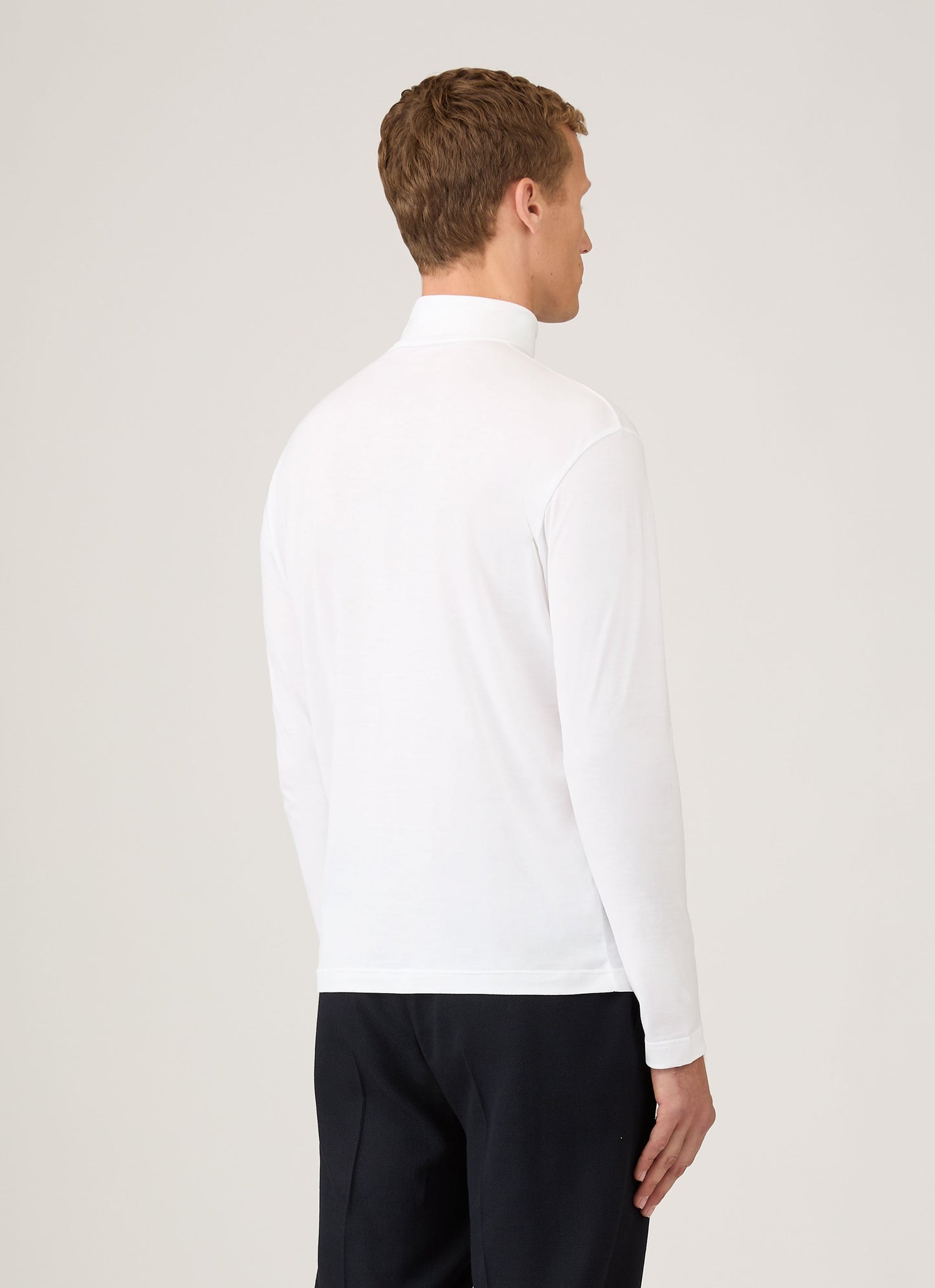 Mens Long Sleeve Roll Neck In White Mtsh0197 Whaa