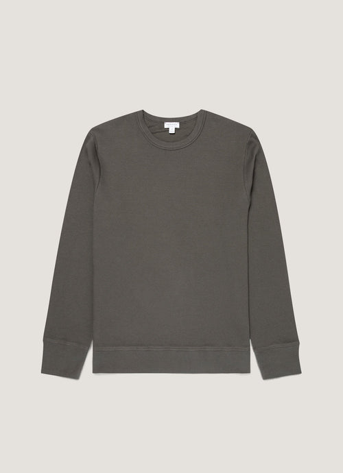 Mens Long Sleeve Cellulock Crew Neck In Charcoal Mtsh0201 Gyab
