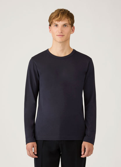 Mens Long Sleeve Heavyweight Jersey Tshirt In Navy Mtsh0206 Buaa