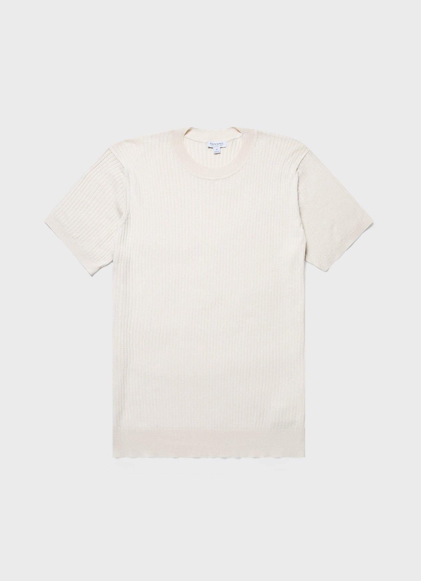 Mens Fine Rib Silk Cotton Tshirt In Ecru Mtsh8240 Whcr
