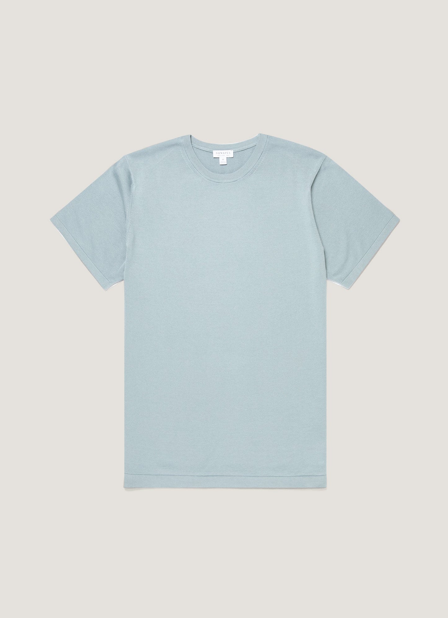 Mens Sea Island Cotton Knit Tshirt In Stone Blue Mtsh8278 Buwt