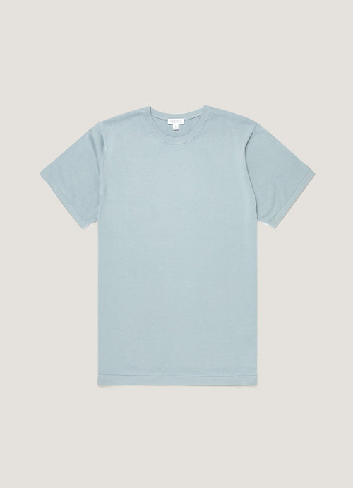 Mens Sea Island Cotton Knit Tshirt In Stone Blue Mtsh8278 Buwt