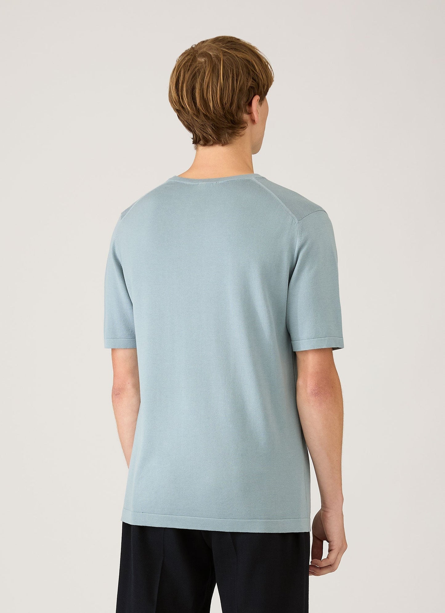 Mens Sea Island Cotton Knit Tshirt In Stone Blue Mtsh8278 Buwt