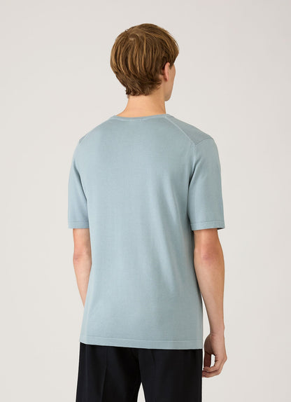 Mens Sea Island Cotton Knit Tshirt In Stone Blue Mtsh8278 Buwt