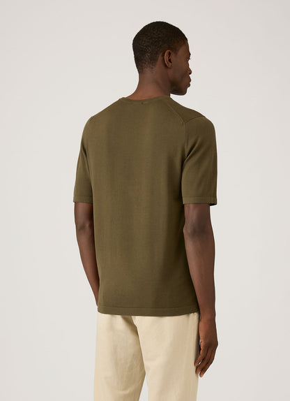 Mens Sea Island Cotton Knit Tshirt In Deep Olive Mtsh8278 Gniz