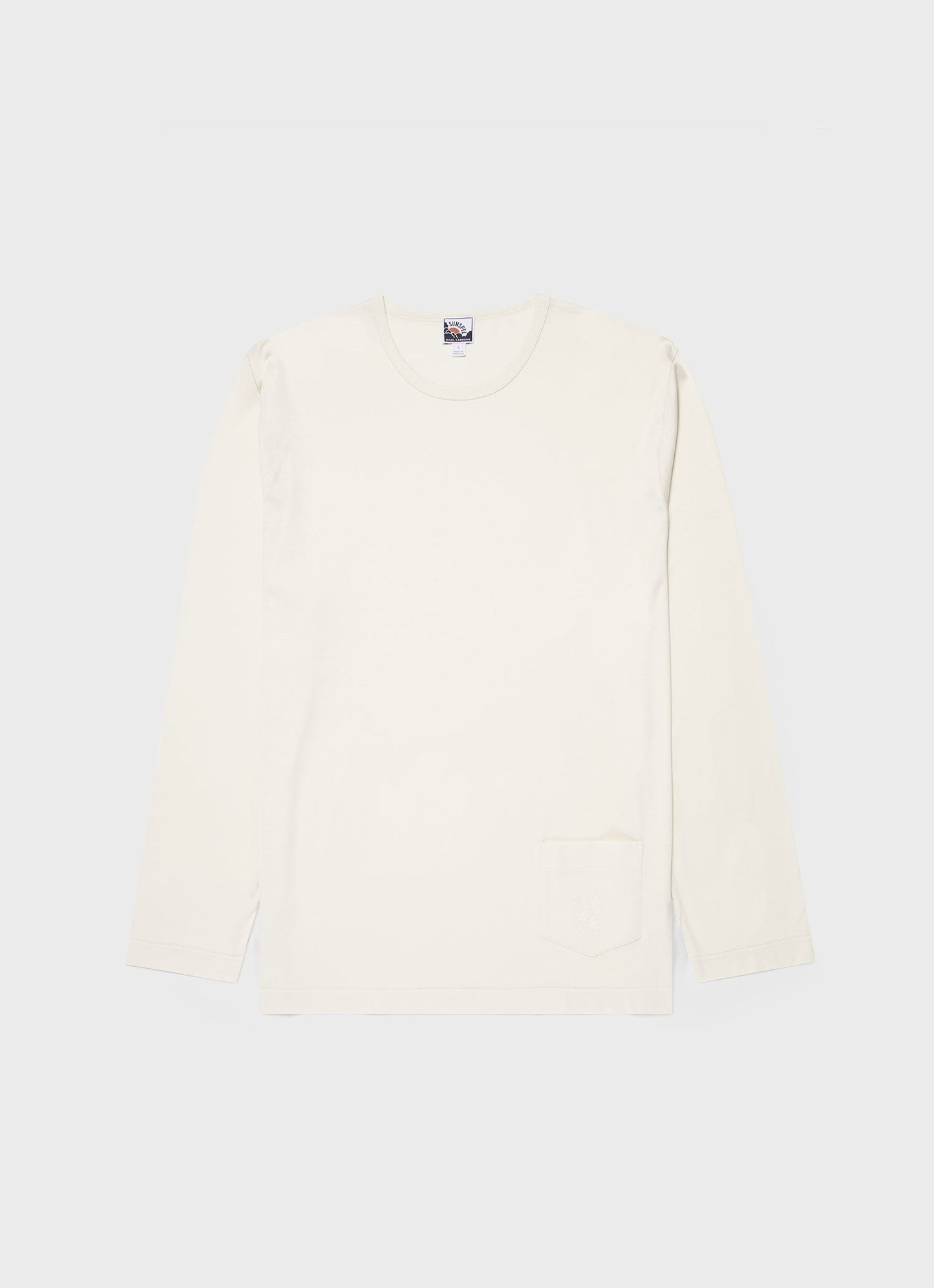 Mens Nigel Cabourn Long Sleeve Tshirt In Stone White Ncmtsh0172 Whhm