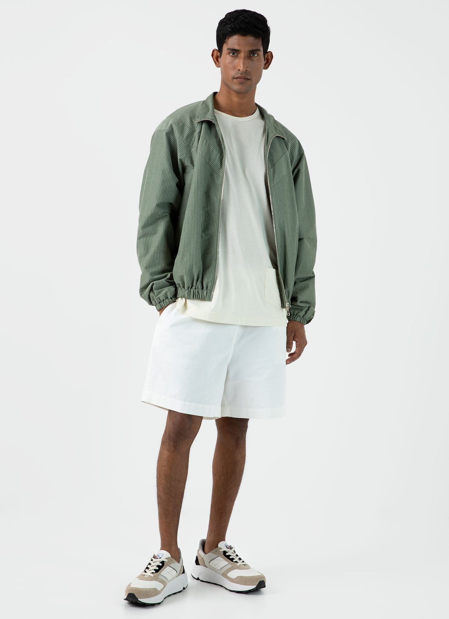 Mens Nigel Cabourn Long Sleeve Tshirt In Stone White Ncmtsh0172 Whhm