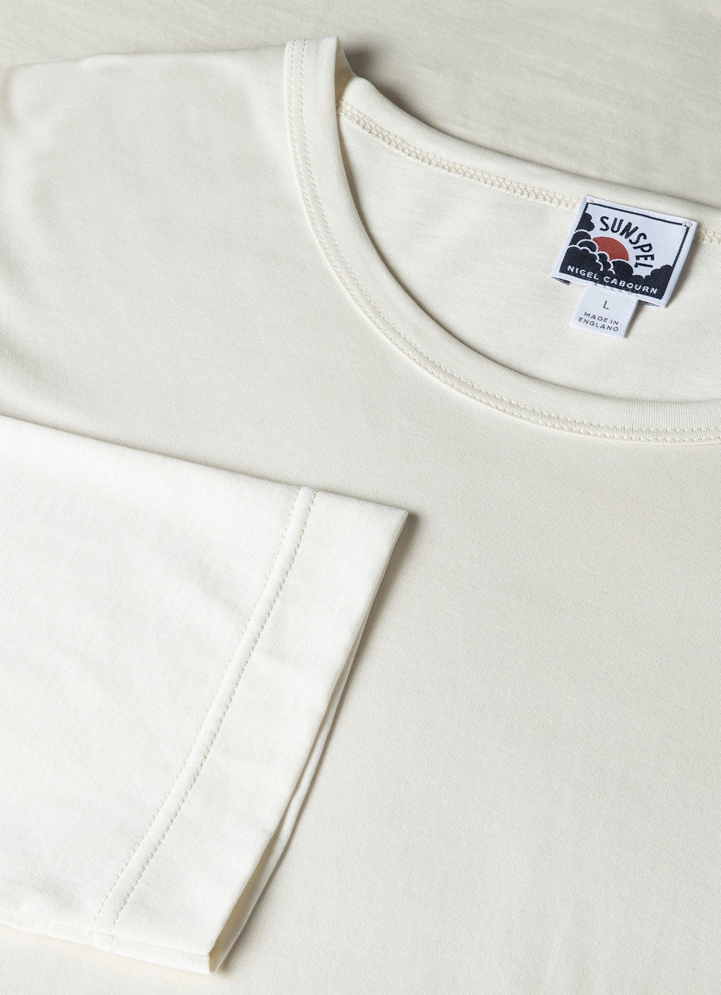 Mens Nigel Cabourn Long Sleeve Tshirt In Stone White Ncmtsh0172 Whhm