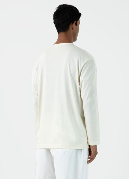 Mens Nigel Cabourn Long Sleeve Tshirt In Stone White Ncmtsh0172 Whhm