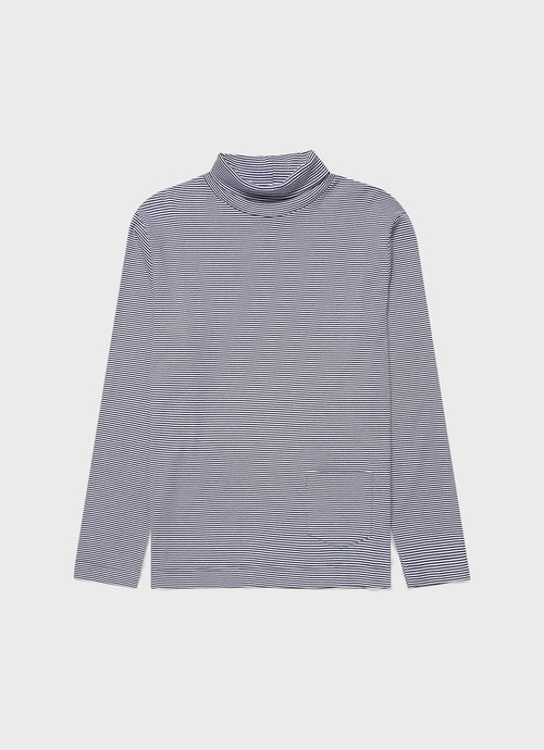 Mens Nigel Cabourn Carbon Brushed Roll Neck In Navy White Ncmtsh0185Ms Stmk