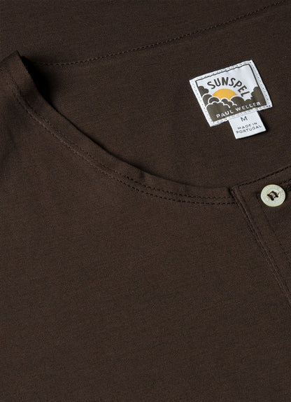 Mens Paul Weller Henley In Dark Brown Pwmtsh0115 Brha