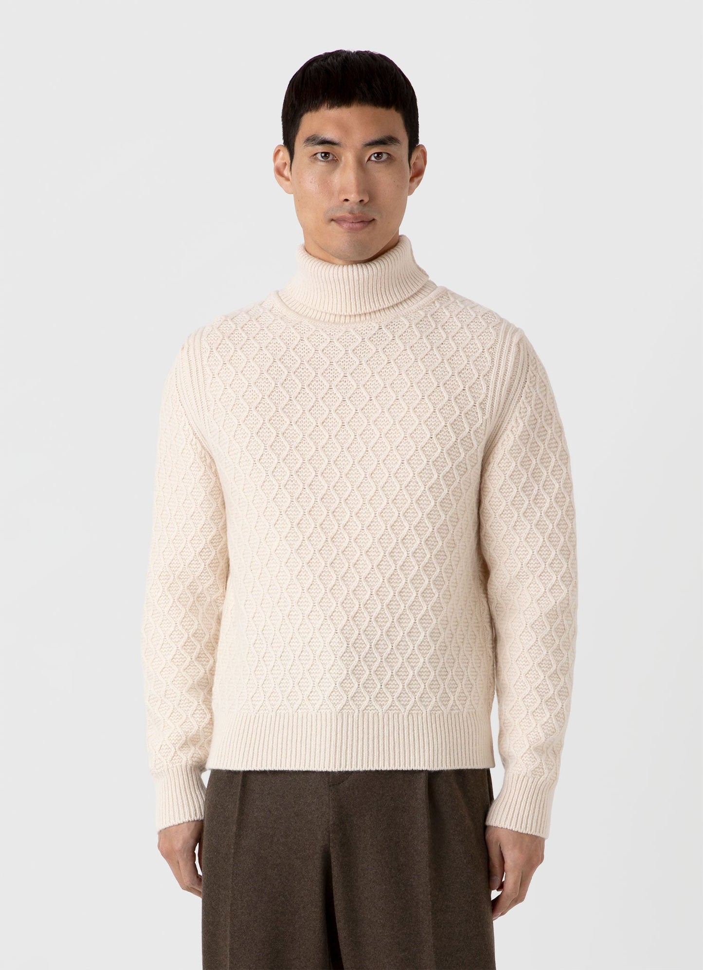 Mens Wm Brown Lambswool Roll Neck In Ecru Wbmjum8268 Whcr