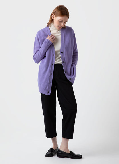 Womens Lambswool Cardigan In Heather Wcar8137 Prar