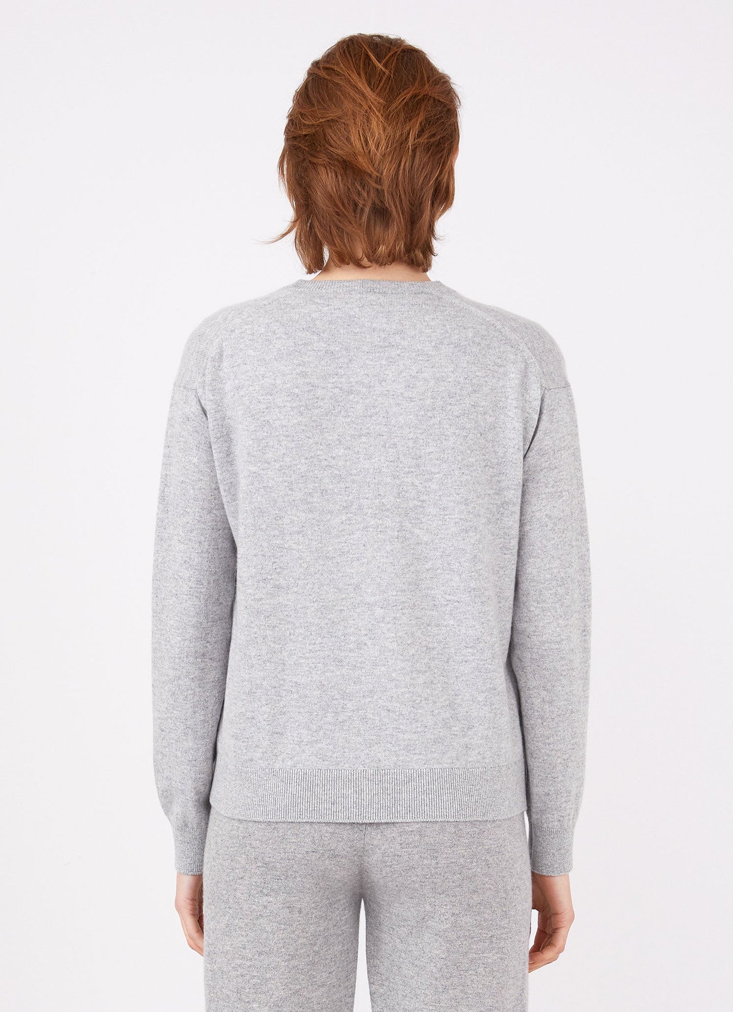 Womens Cashmere Boxy Cardigan In Grey Melange
