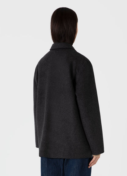 Womens Double Faced Twin Pocket Jacket In Charcoal Melange Wjac7047 Gyad