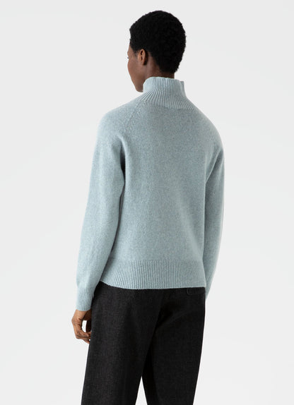 Womens Lambswool Funnel Neck Jumper In Blue Sage Wjum8052 Busy
