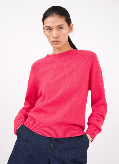 Womens Lambswool Crew Neck Jumper In Bright Pink