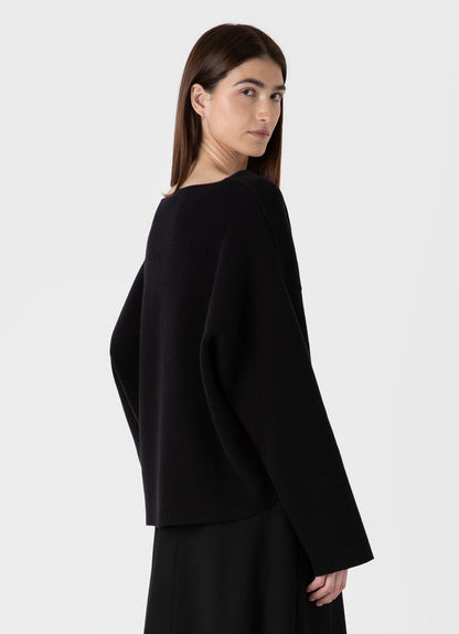 Womens Double Faced Jumper In Black Wjum8182 Bkaa