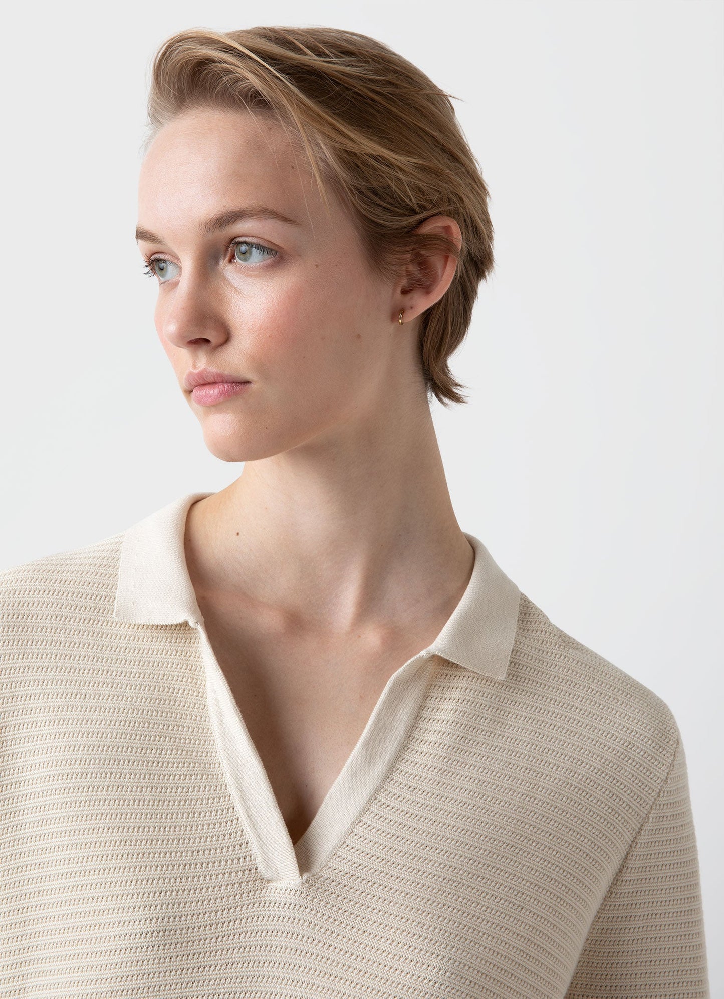 Womens Archive Knit Polo In Ecru Wpol8166 Whcr