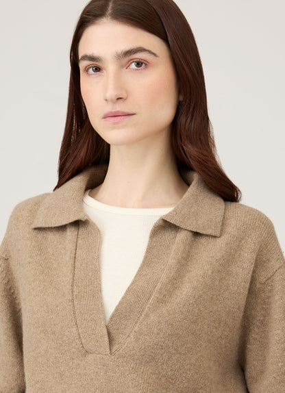 Womens Lambswool Polo Neck Jumper In Mink Wpol8214 Brgb