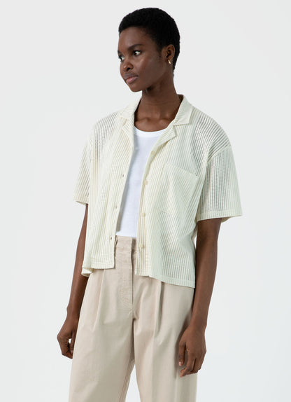 Womens Lace Mesh Shirt In Ecru Wsht2041 Whcr