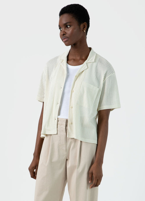 Womens Lace Mesh Shirt In Ecru Wsht2041 Whcr