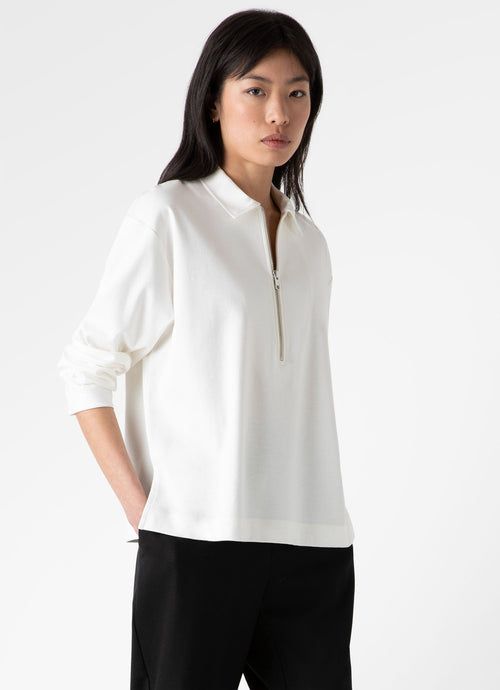 Womens Jersey Polo Top In Ecru Wtop0147 Whcr