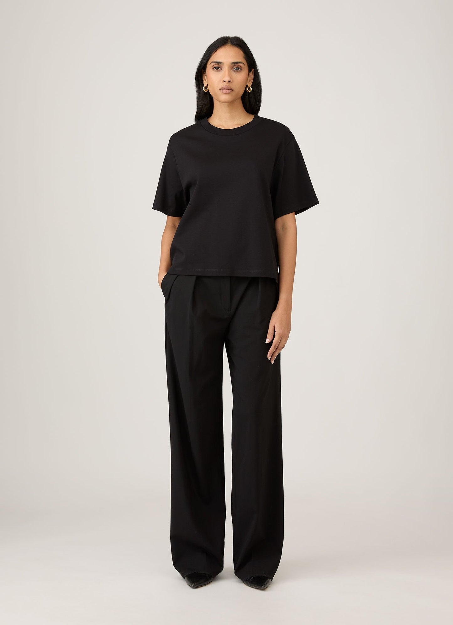 Womens Boxy Heavyweight Tshirt In Black Wtsh0164 Bkaa